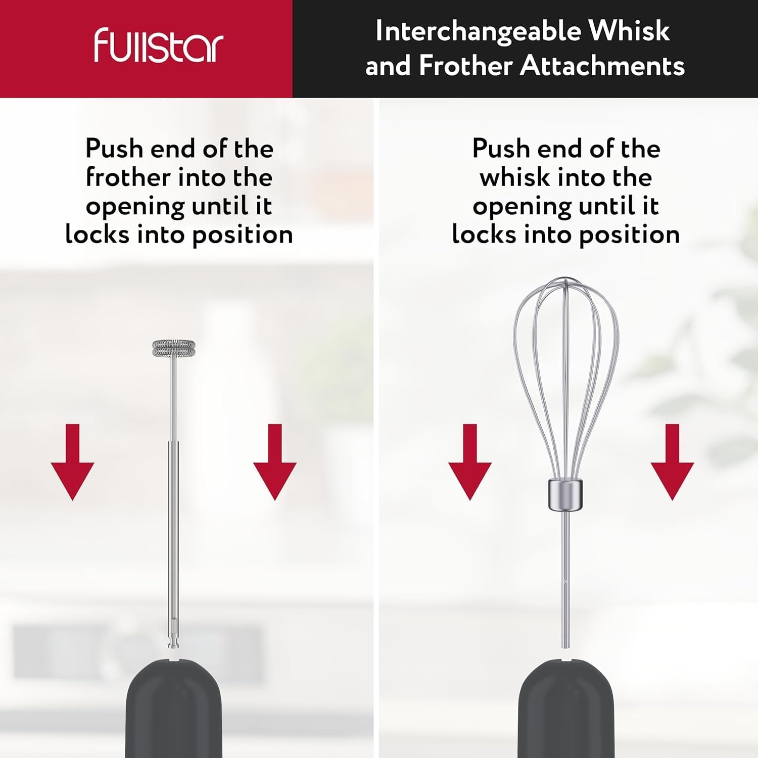 fullstar Immersion Blender Set, 9-Speed 500W Handheld Electric Hand Mixer, Smoothie Blender (3-in-1, Black)