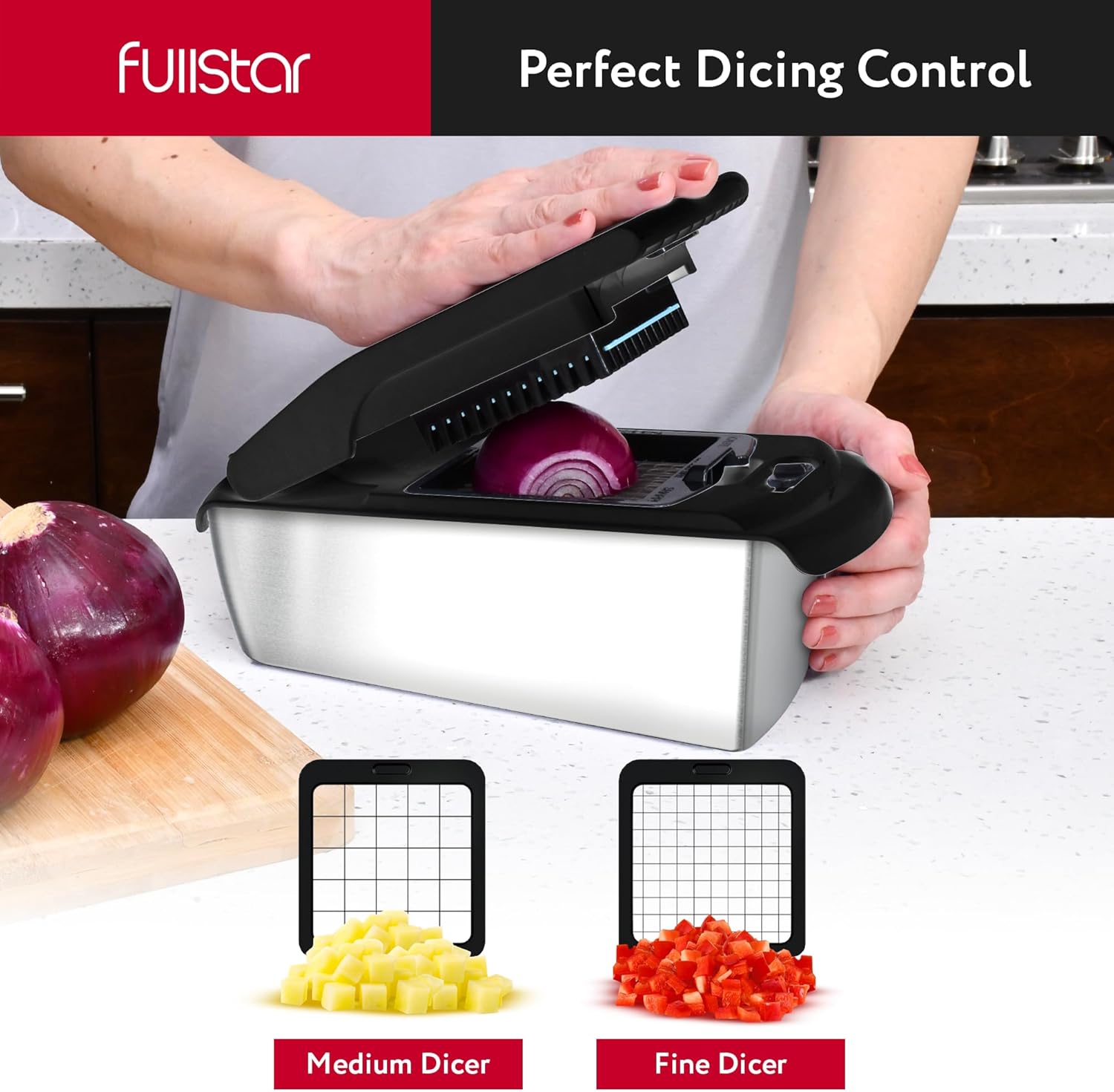 Fullstar Vegetable Chopper and Spiralizer - Food Chopper with Container, Fruit Slicer, Kitchen Gadgets & Accessories, Home Essentials (4 in 1, White)