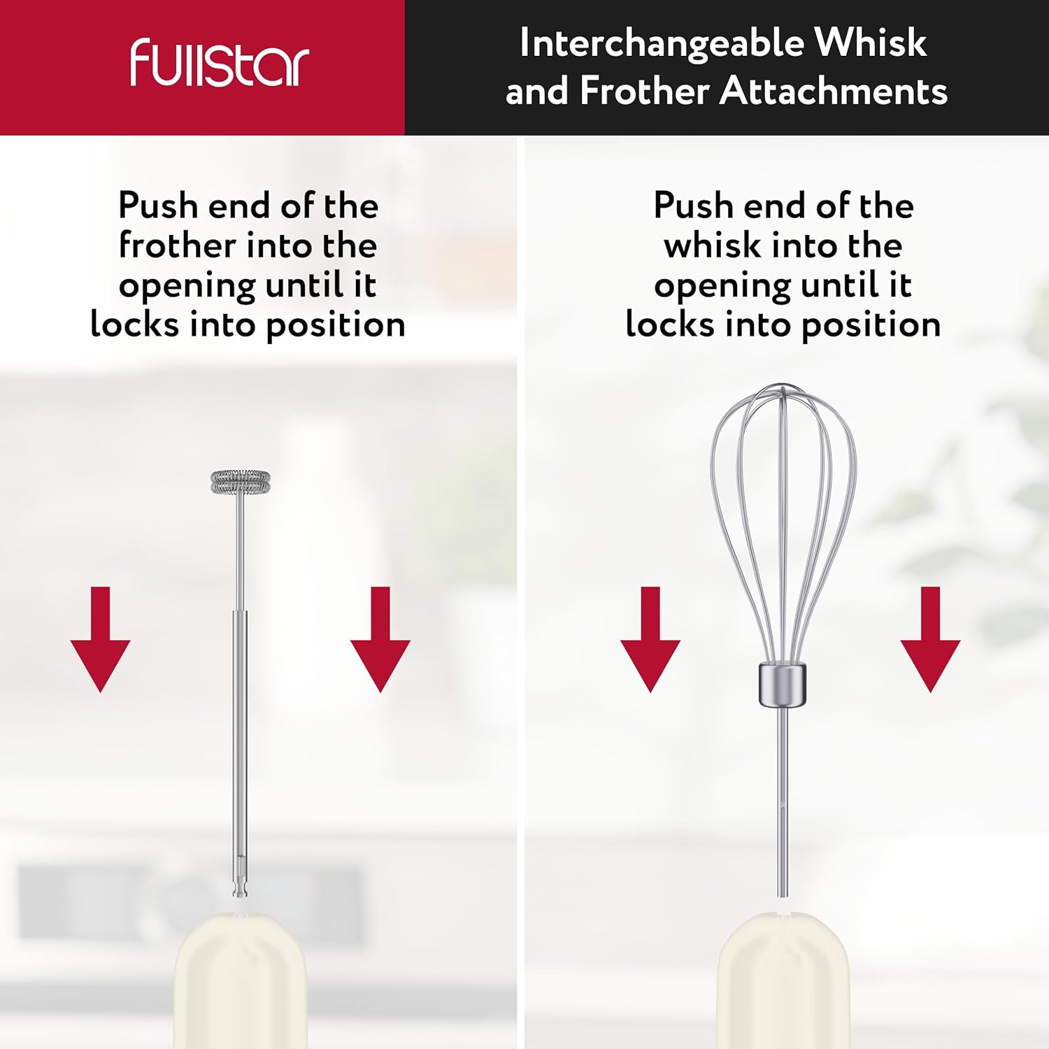 fullstar Immersion Blender Set, 9-Speed 500W Handheld Electric Hand Mixer, Smoothie Blender (3-in-1, Black)