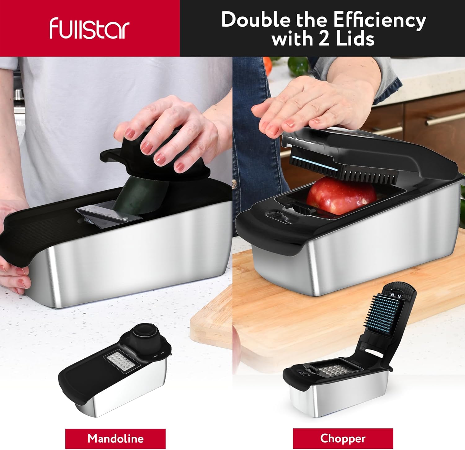 Fullstar Vegetable Chopper and Spiralizer - Food Chopper with Container, Fruit Slicer, Kitchen Gadgets & Accessories, Home Essentials (4 in 1, White)