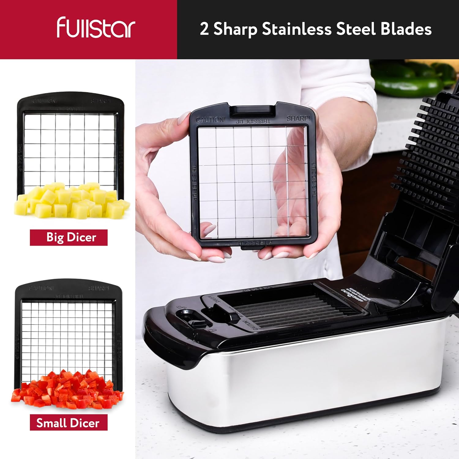 Fullstar Vegetable Chopper and Spiralizer - Food Chopper with Container, Fruit Slicer, Kitchen Gadgets & Accessories, Home Essentials (4 in 1, White)