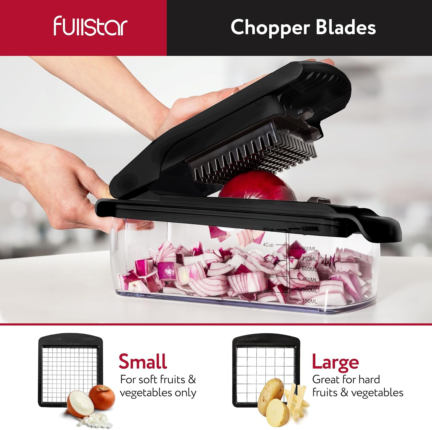 Fullstar Vegetable Chopper and Spiralizer - Food Chopper with Container, Fruit Slicer, Kitchen Gadgets & Accessories, Home Essentials (4 in 1, White)