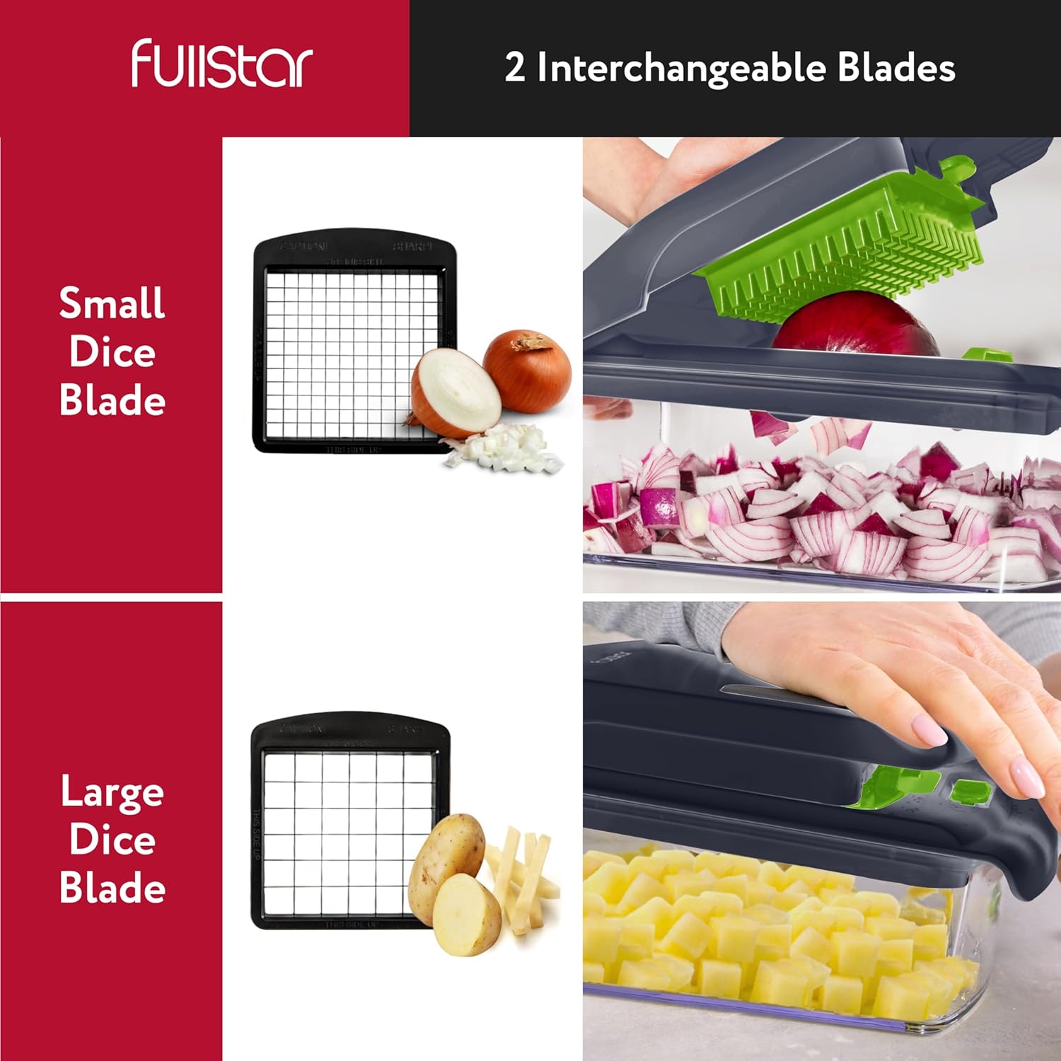 Fullstar Vegetable Chopper and Spiralizer - Food Chopper with Container, Fruit Slicer, Kitchen Gadgets & Accessories, Home Essentials (4 in 1, White)
