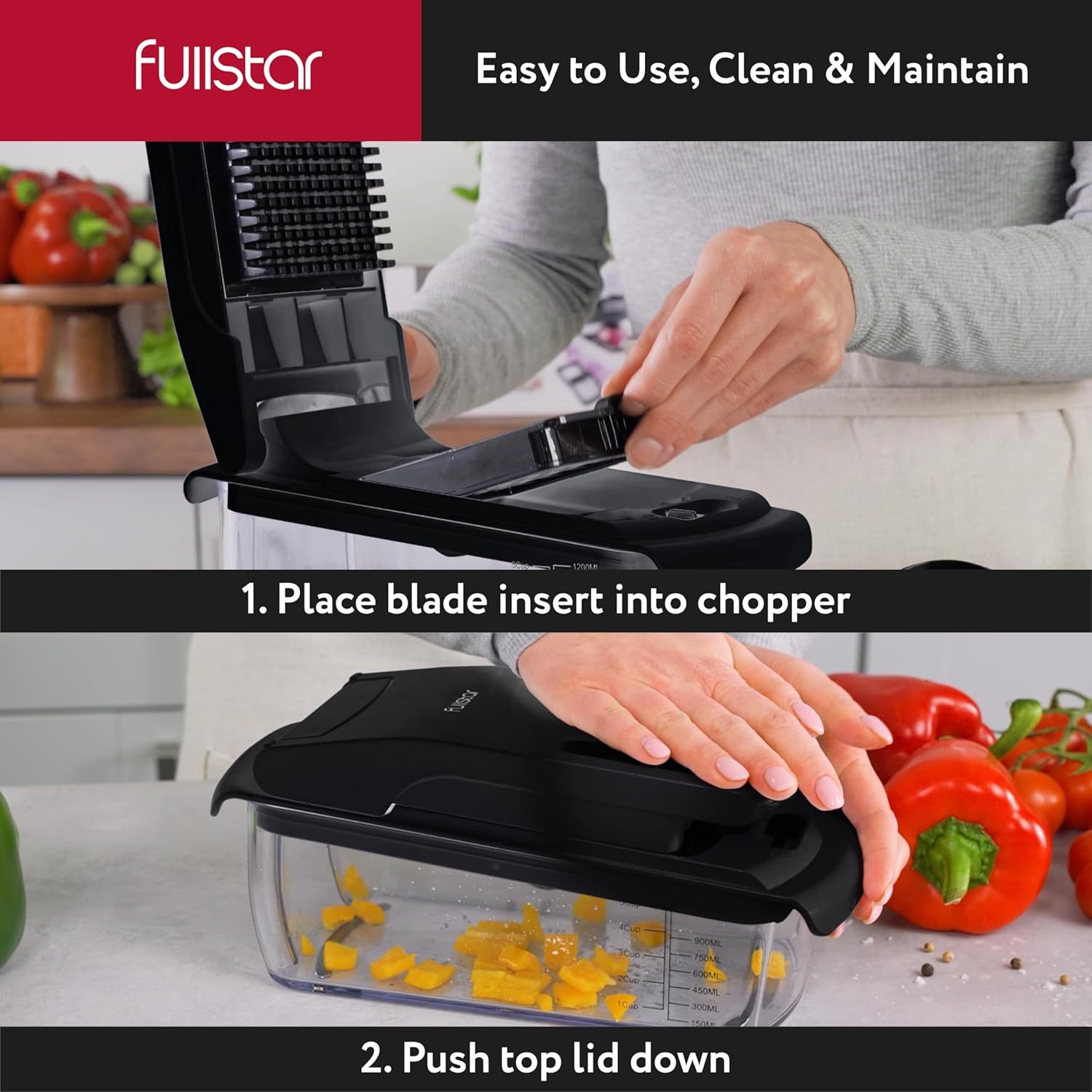 Fullstar Vegetable Chopper and Spiralizer - Food Chopper with Container, Fruit Slicer, Kitchen Gadgets & Accessories, Home Essentials (4 in 1, White)