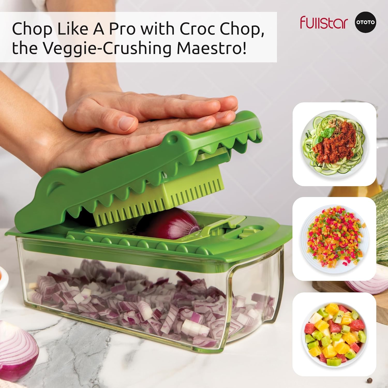 fullstar NEW Fullstar X OTOTO Croc Chop Vegetable Chopper & Slicer - Multifunctional Food Chopper, Crocodile Onion Cutter, Cool Kitchen Gadgets & Housewarming Gifts