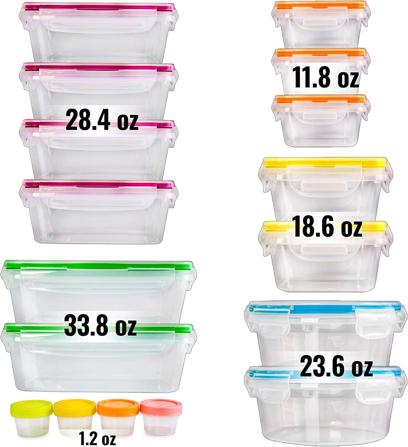 fullstar 50-Piece Plastic Food Storage Containers with Lids (24 Containers & 24 Lids) - Leakproof, BPA-Free, Meal Prep Containers, Reusable Lunch Storage Set for Kitchen Organization (Pack of 50)