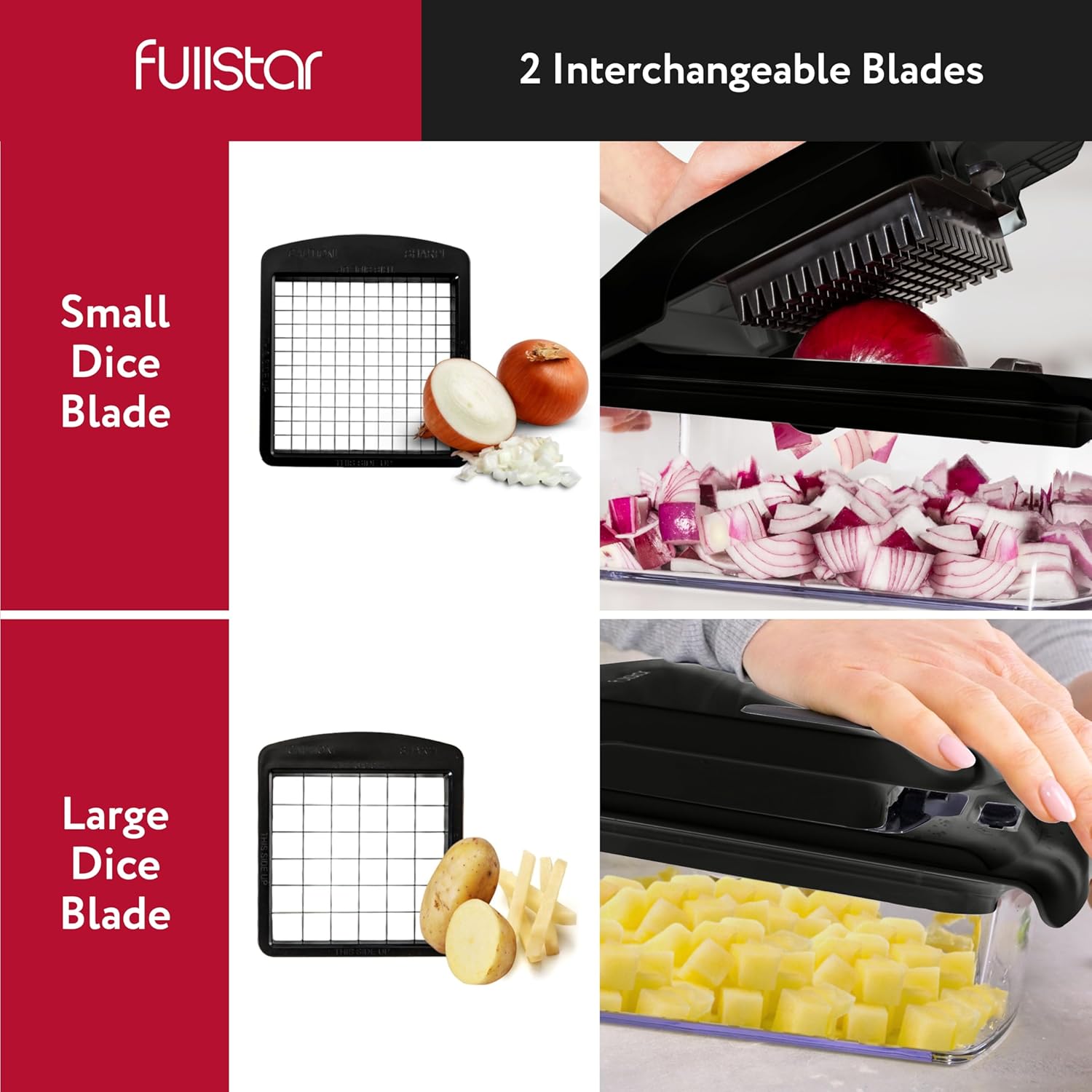 Fullstar Vegetable Chopper and Spiralizer - Food Chopper with Container, Fruit Slicer, Kitchen Gadgets & Accessories, Home Essentials (4 in 1, White)