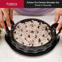 Fullstar Chicken Shredder Tool Twist Set - Meat & Chicken Breast Shredding Tool, Pork Shredder, Large Food Slicer (Black)