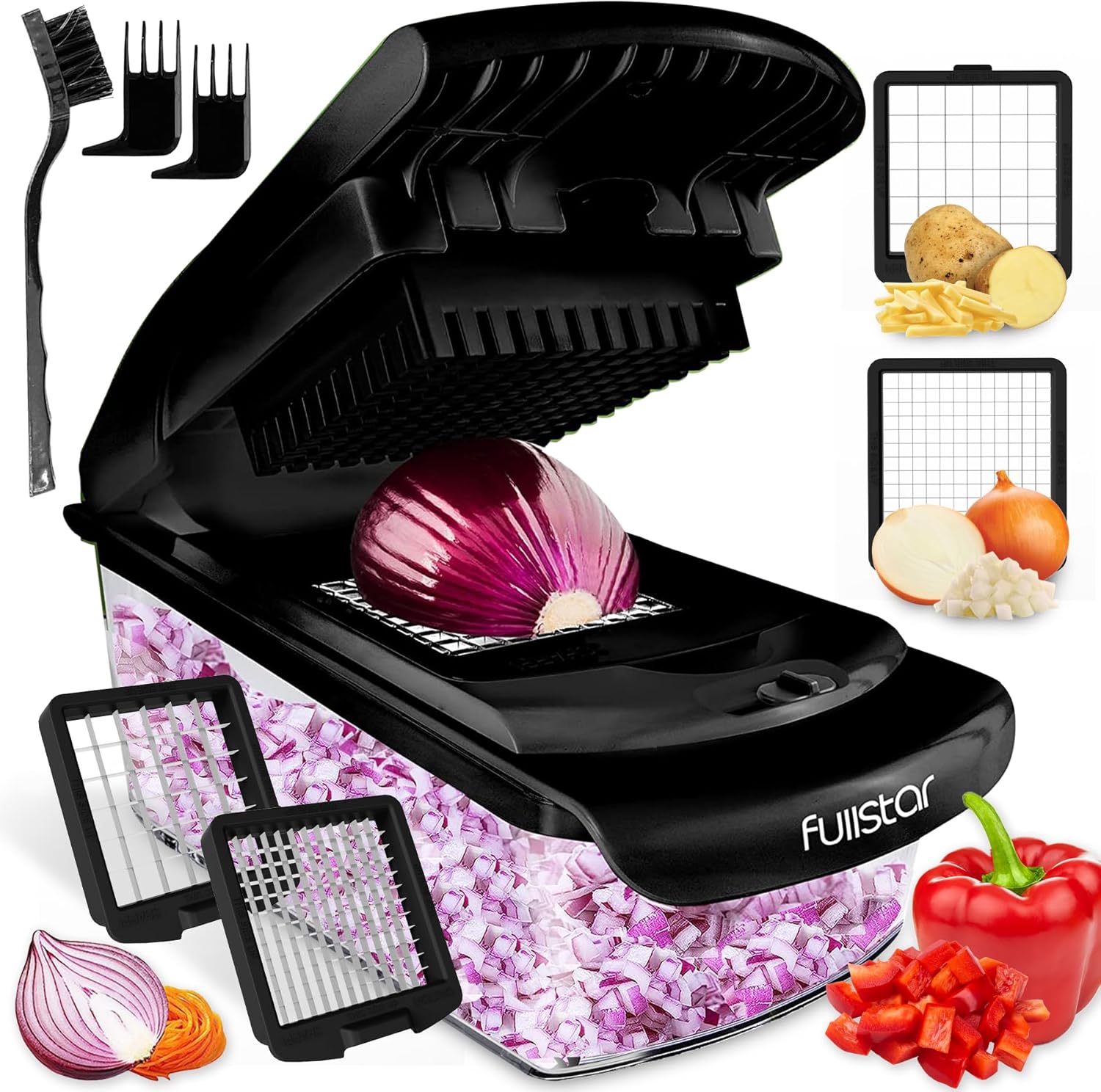 Fullstar Vegetable Chopper and Spiralizer - Food Chopper with Container, Fruit Slicer, Kitchen Gadgets & Accessories, Home Essentials (4 in 1, White)