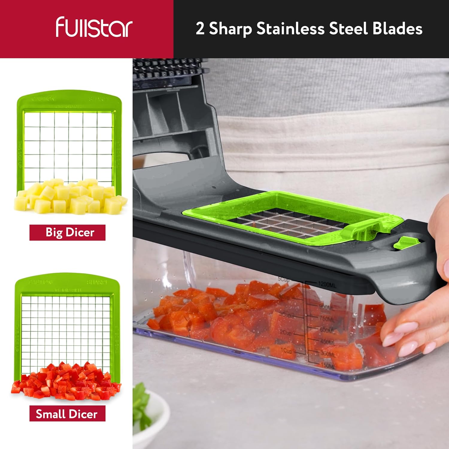 Fullstar Vegetable Chopper and Spiralizer - Food Chopper with Container, Fruit Slicer, Kitchen Gadgets & Accessories, Home Essentials (4 in 1, White)
