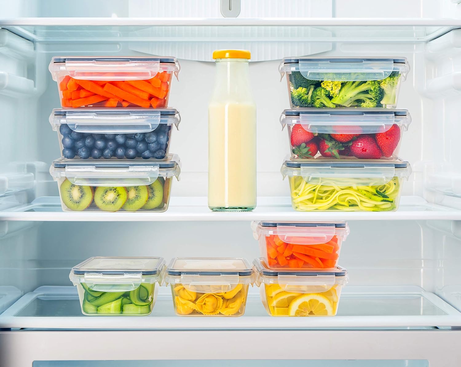 fullstar 50-Piece Plastic Food Storage Containers with Lids (24 Containers & 24 Lids) - Leakproof, BPA-Free, Meal Prep Containers, Reusable Lunch Storage Set for Kitchen Organization (Pack of 50)