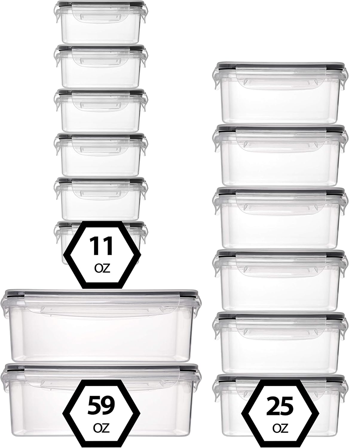fullstar 50-Piece Plastic Food Storage Containers with Lids (24 Containers & 24 Lids) - Leakproof, BPA-Free, Meal Prep Containers, Reusable Lunch Storage Set for Kitchen Organization (Pack of 50)
