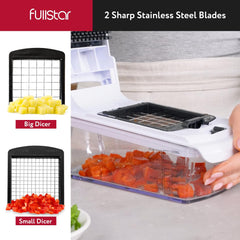 Fullstar Vegetable Chopper and Spiralizer - Food Chopper with Container, Fruit Slicer, Kitchen Gadgets & Accessories, Home Essentials (4 in 1, White)