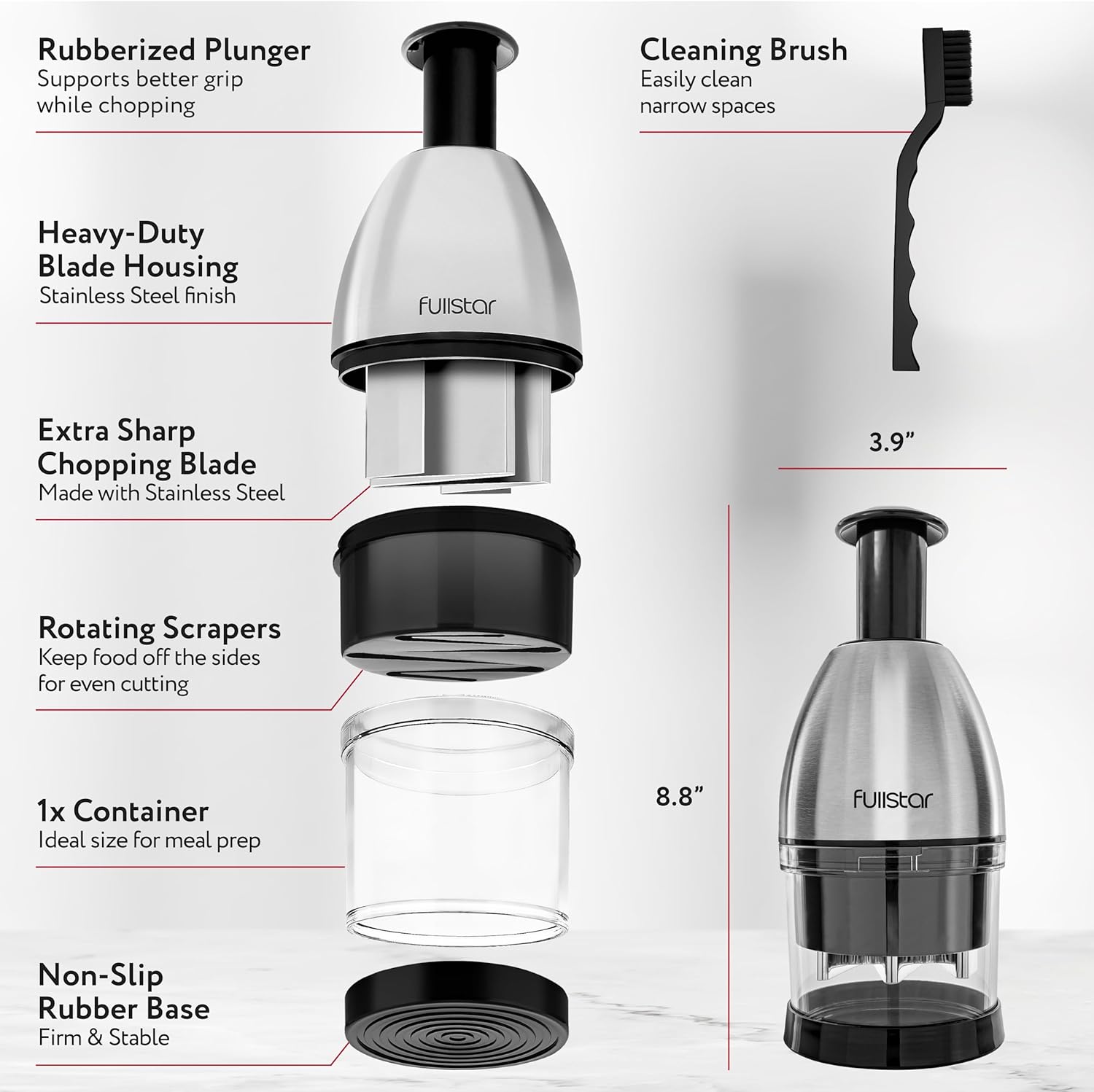 Fullstar Vegetable Chopper - Onion Chopper - Pro Food Slicer - Veggie Cutter with Container - Hand Dicer - Slicer & Dicer (Silver)