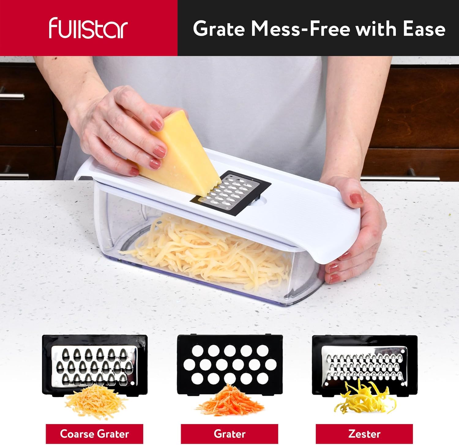 Fullstar Vegetable Chopper and Spiralizer - Food Chopper with Container, Fruit Slicer, Kitchen Gadgets & Accessories, Home Essentials (4 in 1, White)