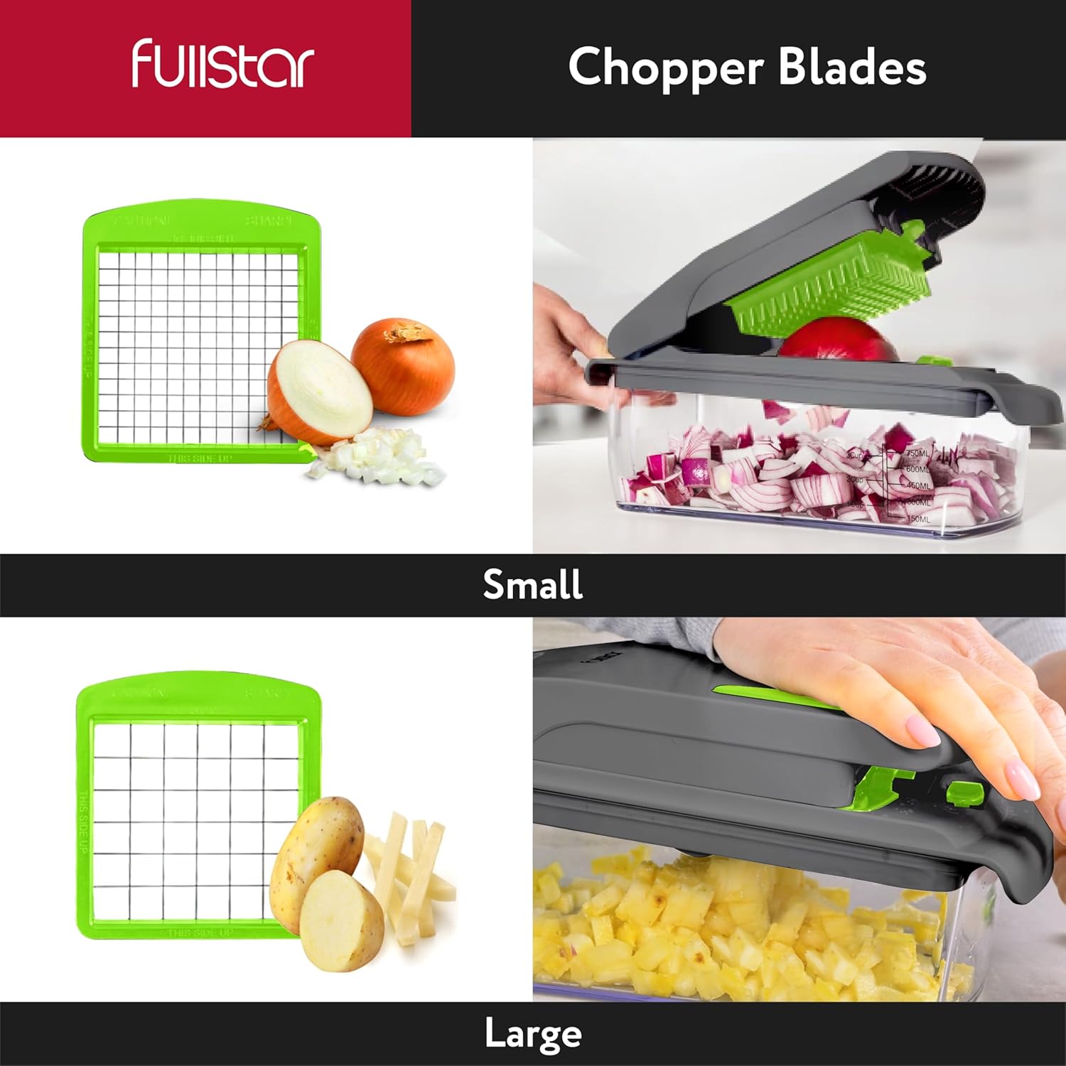 Fullstar Vegetable Chopper and Spiralizer - Food Chopper with Container, Fruit Slicer, Kitchen Gadgets & Accessories, Home Essentials (4 in 1, White)