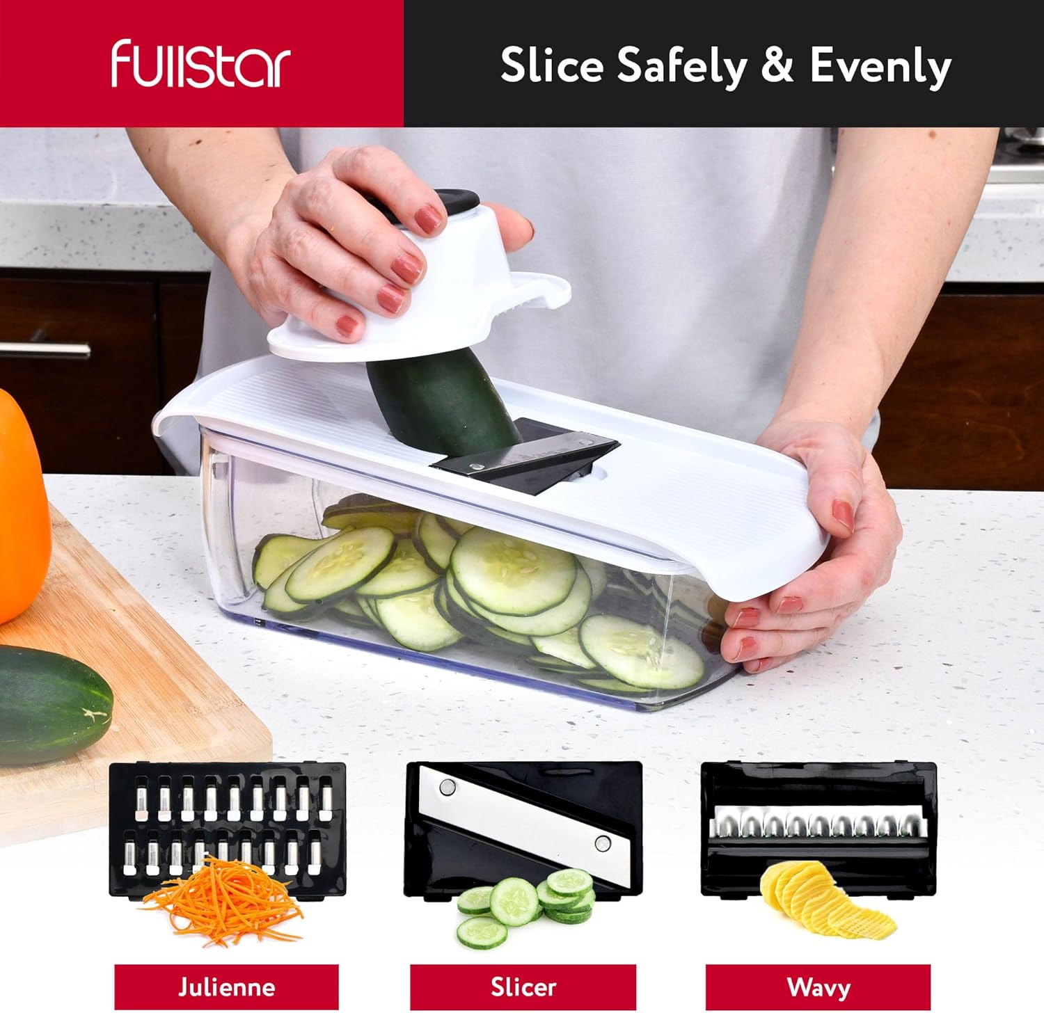 Fullstar Vegetable Chopper and Spiralizer - Food Chopper with Container, Fruit Slicer, Kitchen Gadgets & Accessories, Home Essentials (4 in 1, White)