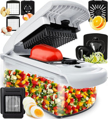 Fullstar Vegetable Chopper and Spiralizer - Food Chopper with Container, Fruit Slicer, Kitchen Gadgets & Accessories, Home Essentials (4 in 1, White)