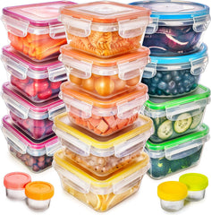 fullstar 50-Piece Plastic Food Storage Containers with Lids (24 Containers & 24 Lids) - Leakproof, BPA-Free, Meal Prep Containers, Reusable Lunch Storage Set for Kitchen Organization (Pack of 50)