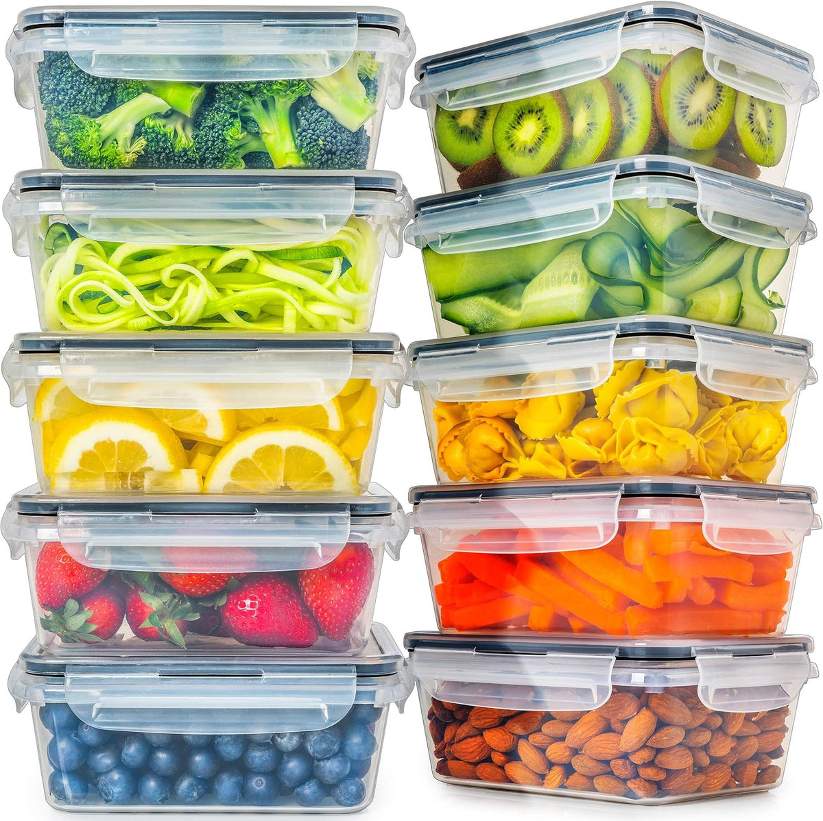 fullstar 50-Piece Plastic Food Storage Containers with Lids (24 Containers & 24 Lids) - Leakproof, BPA-Free, Meal Prep Containers, Reusable Lunch Storage Set for Kitchen Organization (Pack of 50)